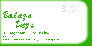 balazs duzs business card